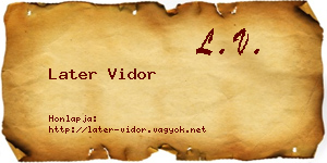 Later Vidor névjegykártya